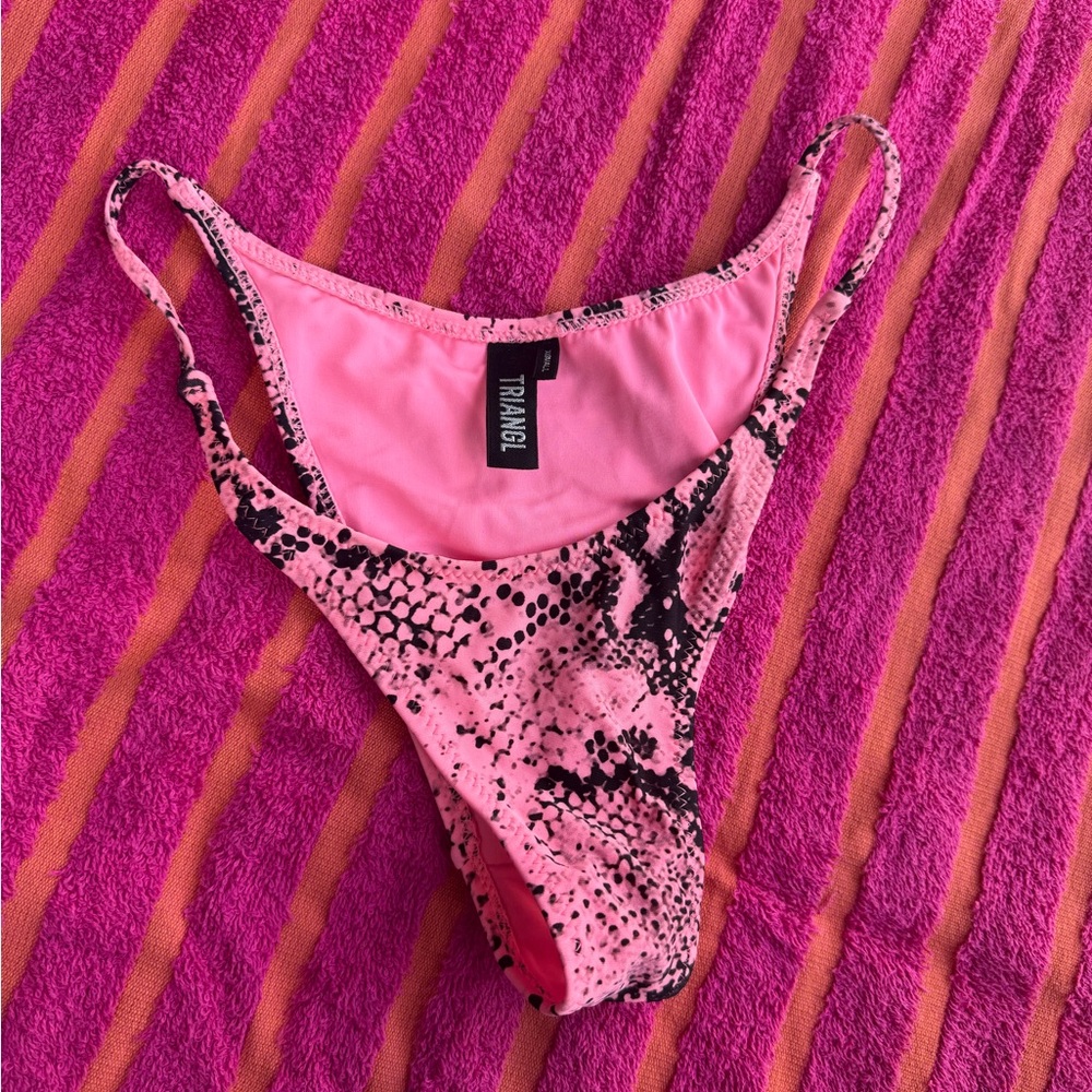 triangl swimwear Pink and Black Women's Swim Bottom snake print